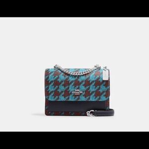 Coach Teal and Black Houndstooth Crossbody Bag